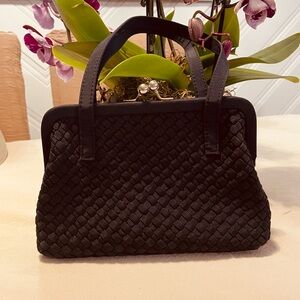 Classic Black Woven Top-Handle Bag